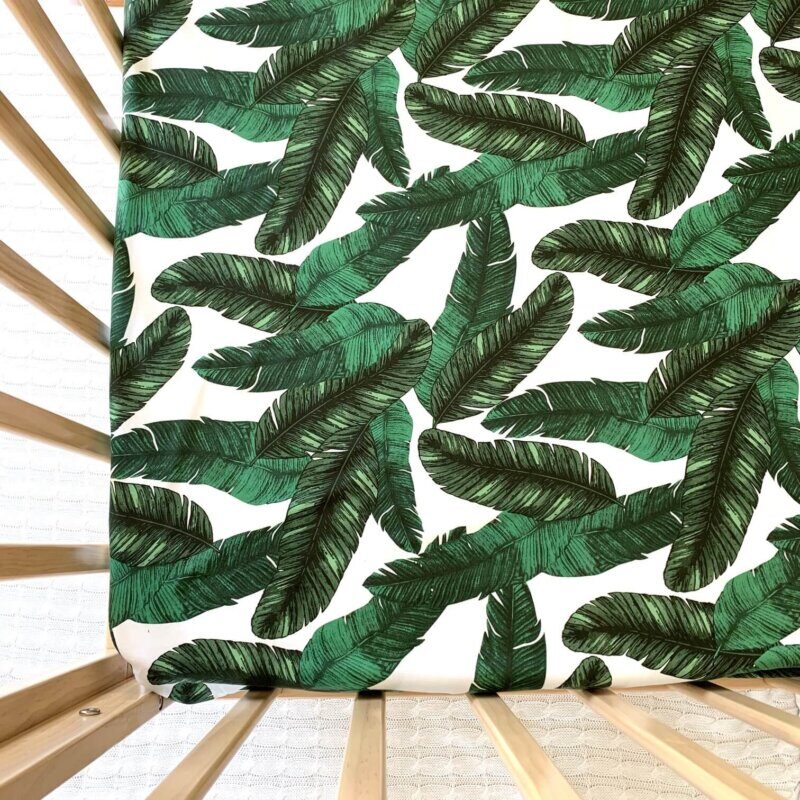 banana leaf print next of kin fitted cot sheet 1