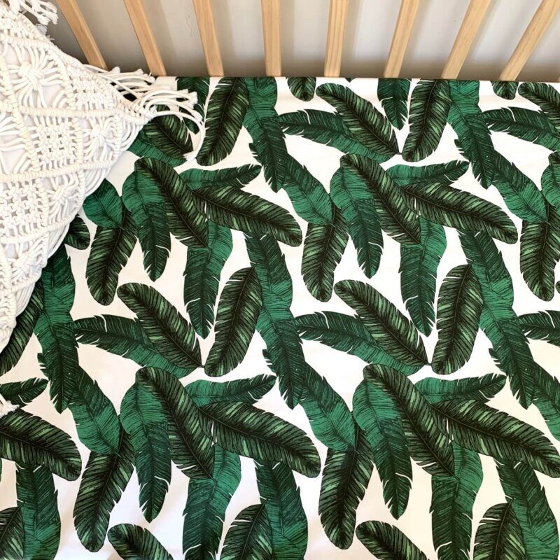 banana leaf print next of kin fitted cot sheet 2